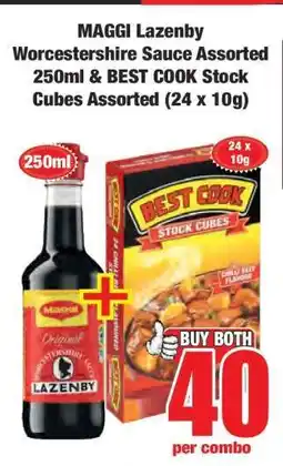 Boxer MAGGI Lazenby Worcestershire Sauce Assorted 250ml & BEST COOK Stock Cubes Assorted (24 x 10g) offer
