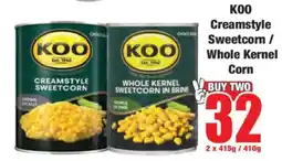 Boxer KOO Creamstyle Sweetcorn / Whole Kernel Corn offer