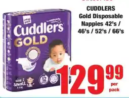 Boxer CUDDLERS Gold Disposable Nappies 42's / 46's / 52's / 66's offer