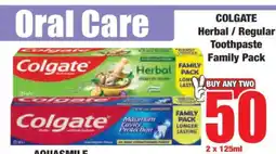 Boxer COLGATE Herbal / Regular Toothpaste Family Pack offer