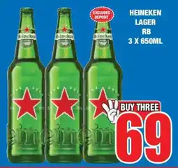 Boxer HEINEKEN LAGER RB 3 X 650ML offer