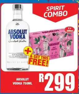 Boxer ABSOLUT VODKA 750ML offer