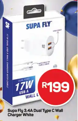 Pick n Pay Hypermarket Supa Fly 3.4A Dual Type C Wall Charger White offer