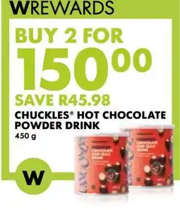 Woolworths CHUCKLES HOT CHOCOLATE POWDER DRINK offer