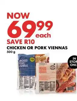 Woolworths Chicken or Pork Viennas offer