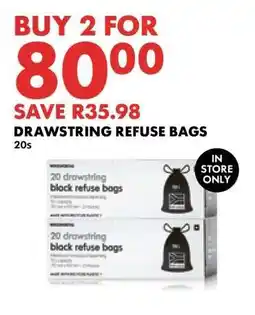 Woolworths DRAWSTRING REFUSE BAGS offer