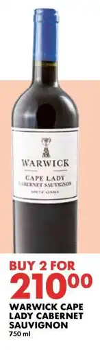 Woolworths WARWICK CAPE LADY CABERNET SAUVIGNON offer