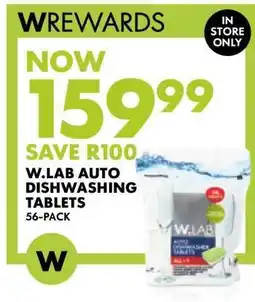 Woolworths W.LAB AUTO DISHWASHING TABLETS 56-PACK offer