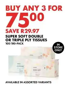 Woolworths Super Soft Double or Triple Ply Tissues offer