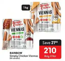 Makro Rainbow Simply Chicken Viennas offer