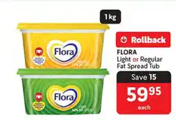 Makro FLORA Light or Regular Fat Spread Tub offer