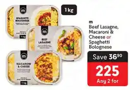 Makro m Beef Lasagne, Macaroni & Cheese or Spaghetti Bolognese offer
