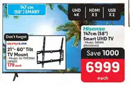 Makro Hisense 147 cm (58”) Smart UHD TV offer