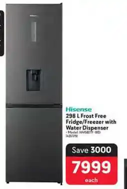 Makro Hisense 298 L Frost Free Fridge/Freezer with Water Dispenser offer
