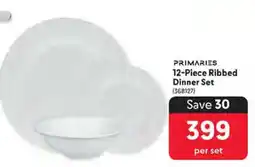 Makro PRIMARIES 12-Piece Ribbed Dinner Set offer
