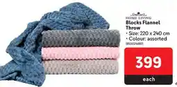 Makro HOME LIVING Blocks Flannel Throw offer