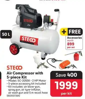 Makro STECO Air Compressor with 5-piece Kit offer