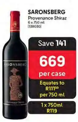 Makro SARONSBERG Provenance Shiraz offer