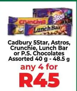 Food Lover's Market Cadbury 5Star, Astros, Crunchie, Lunch Bar or P.S. Chocolates offer