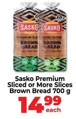 Food Lover's Market Sasko Premium Sliced or More Slices Brown Bread 700 g offer