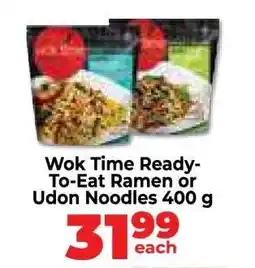 Food Lover's Market Wok Time Ready-To-Eat Ramen or Udon Noodles 400 g offer