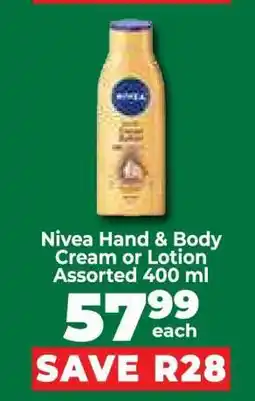 Food Lover's Market Nivea Hand & Body Cream or Lotion Assorted 400 ml offer