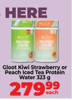 Food Lover's Market Gloot Kiwi Strawberry or Peach Iced Tea Protein Water 323 g offer