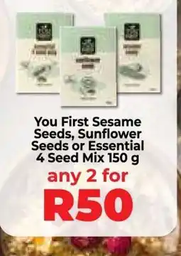 Food Lover's Market You First Sesame Seeds, Sunflower Seeds or Essential 4 Seed Mix 150 g offer