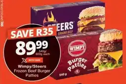 Checkers Wimpy/Steers Frozen Beef Burger Patties offer