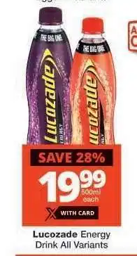 Checkers Lucozade Energy Drink All Variants offer