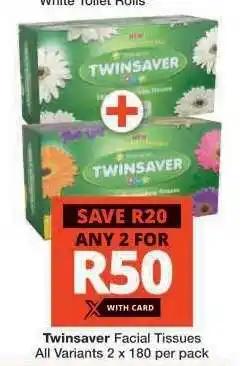 Checkers Twinsaver Facial Tissues offer