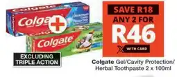 Checkers Colgate Gel/Cavity Protection/Herbal Toothpaste 2 x 100ml offer