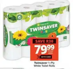 Checkers TWINSAVER 1-PLY WHITE TOILET ROLLS offer