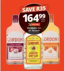 Checkers Gordon's Gin All Variants offer