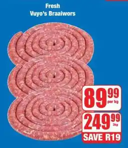 Boxer Fresh Vuyo's Braaiwors offer