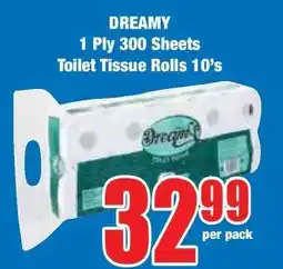 Boxer DREAMY 1 Ply 300 Sheets Toilet Tissue Rolls 10's offer