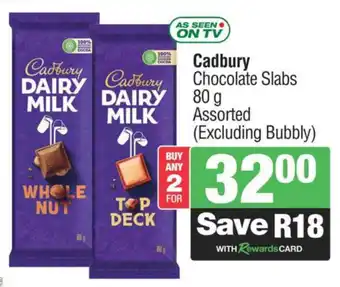Spar Savemor Cadbury Chocolate Slabs Assorted offer