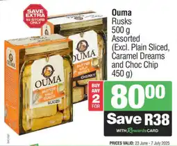 Spar Savemor Ouma Rusks Assorted (Excl. Plain Sliced, Caramel Dreams and Choc Chip) offer