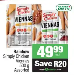 Spar Savemor Rainbow Simply Chicken Viennas Assorted offer
