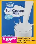 Game Great Value UHT Long Life Full Cream Milk-6 x 1Ltr offer