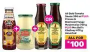 Game All Gold Tomato Sauce 350ml+Crosse & Blackwell Tangy mayonnaise 750g+Mrs Ball's Chutney 470g-For All offer