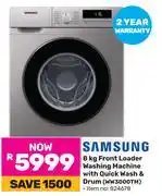 Game Samsung 8Kg Front Loader Washing Machine With Quick Wash & Drum WW3000TM offer