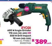 Game Ryobi 650W Angle Grinder 115mm HG-655 Or 550W Drill Impact 10mm HID-550-Each offer