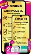Game 2 x Samsung Galaxy A26 Smartphone Plus Samsung Fit 3-On Red Flexi 160 + Promo 1GB Data offer