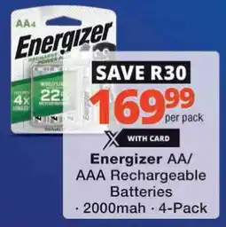 Checkers Hyper Energizer AA/ AAA Rechargeable Batteries offer