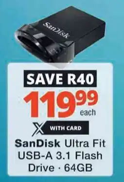 Checkers Hyper SanDisk Ultra Fit USB-A 3.1 Flash Drive offer