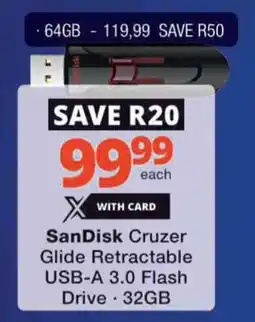 Checkers Hyper SanDisk Cruzer Glide Retractable USB-A 3.0 Flash Drive offer