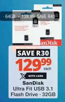 Checkers Hyper SanDisk Ultra Fit USB 3.1 Flash Drive offer