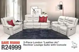House & Home London "Leather Air" Recliner Lounge Suite with Console offer