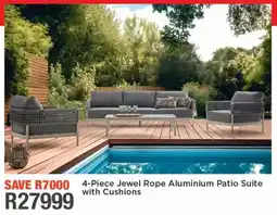 House & Home Jewel Rope Aluminium Patio Suite with Cushions offer